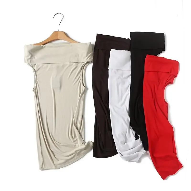 Women's new fashion pleated decoration slim one shoulder collar T-shirt top retro sleeveless women's shirt chic top Skazi
Women's new fashion pleated decoration slim one shoulder collar T-shirt top retro sleeveless women's shirt chic top Skazi