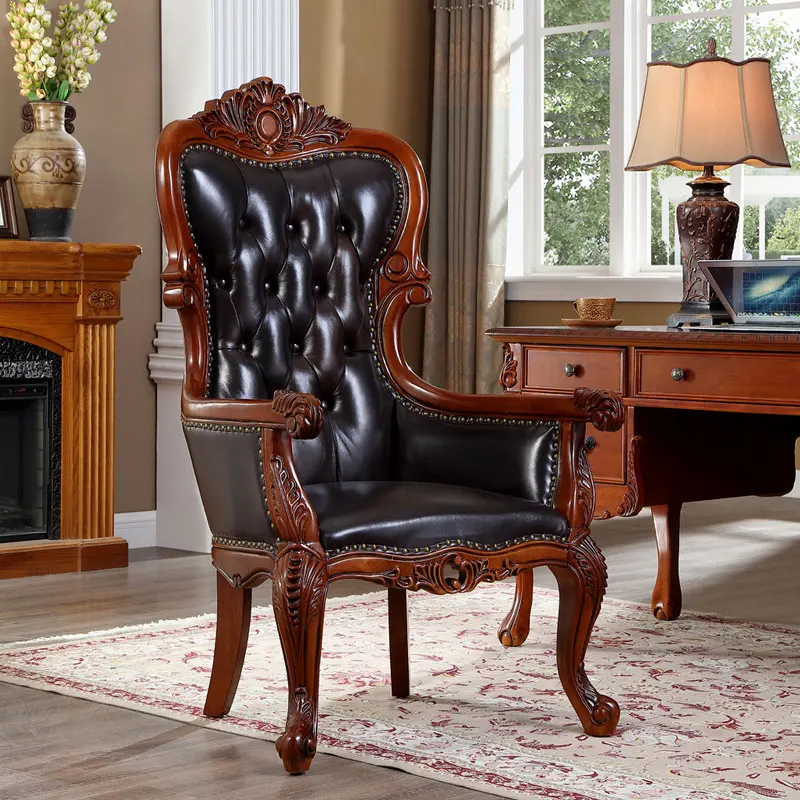 Leather boss chair computer chair office chair solid wood high-end back book desk
Leather boss chair computer chair office chair solid wood high-end back book desk