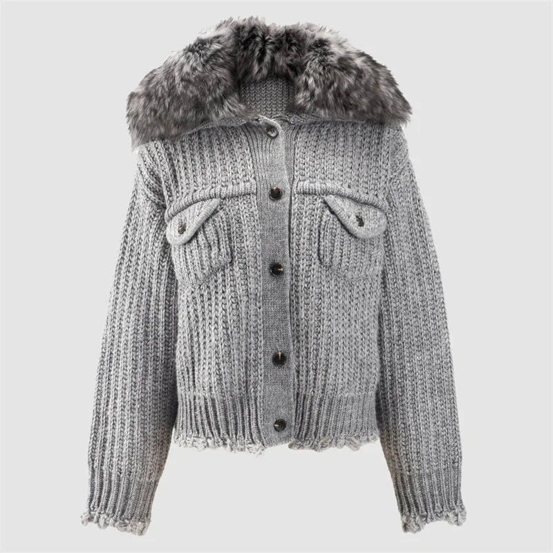 Женский кардиган, новый топ со съемным меховым воротником и длинными рукавами на зиму, смесь шерсти 2025 г. Женский свитер, однобортное пальто
Женский кардиган, новый топ со съемным меховым воротником и длинными рукавами на зиму, смесь шерсти 2025 г. Женский свитер, однобортное пальто