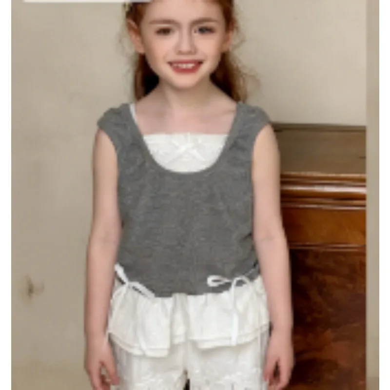 Baby Girls' Clothing 2026 Spring Summer New Lace Vest Shorts Top Sleeveless Flower Lace Children
Baby Girls' Clothing 2026 Spring Summer New Lace Vest Shorts Top Sleeveless Flower Lace Children