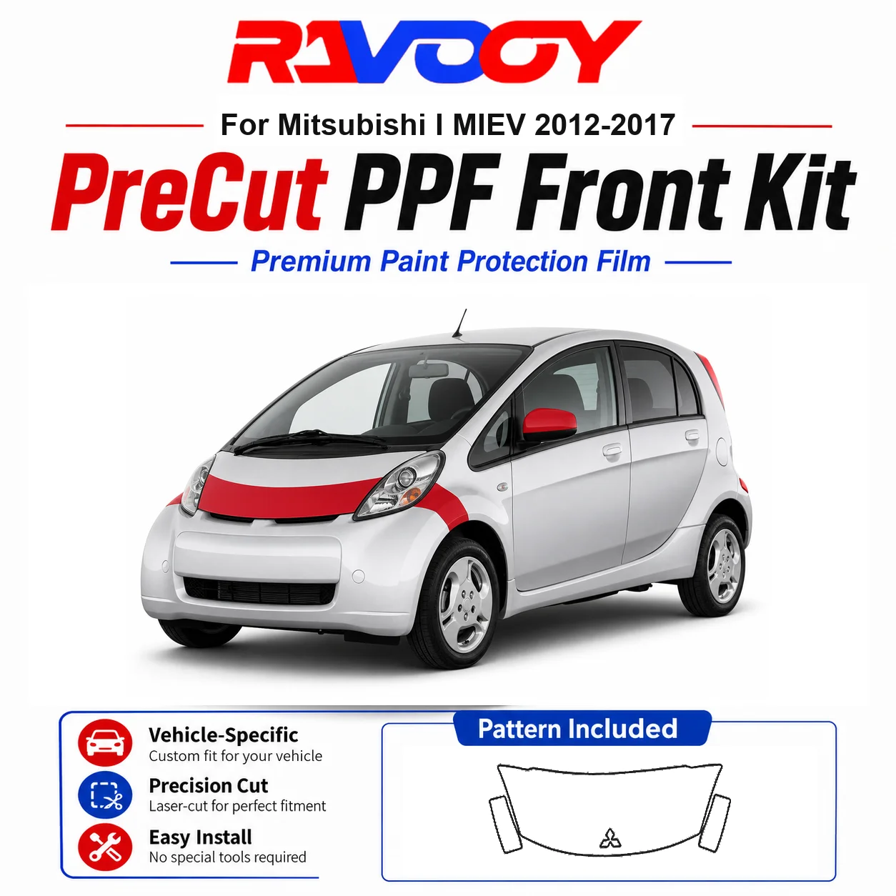 8.5mil TPU Precut PPF Kit For Mitsubishi I MIEV 2012-2017 - Hood, Fenders & Mirror Set - Self-Healing Clear Bra Film
8.5mil TPU Precut PPF Kit For Mitsubishi I MIEV 2012-2017 - Hood, Fenders & Mirror Set - Self-Healing Clear Bra Film