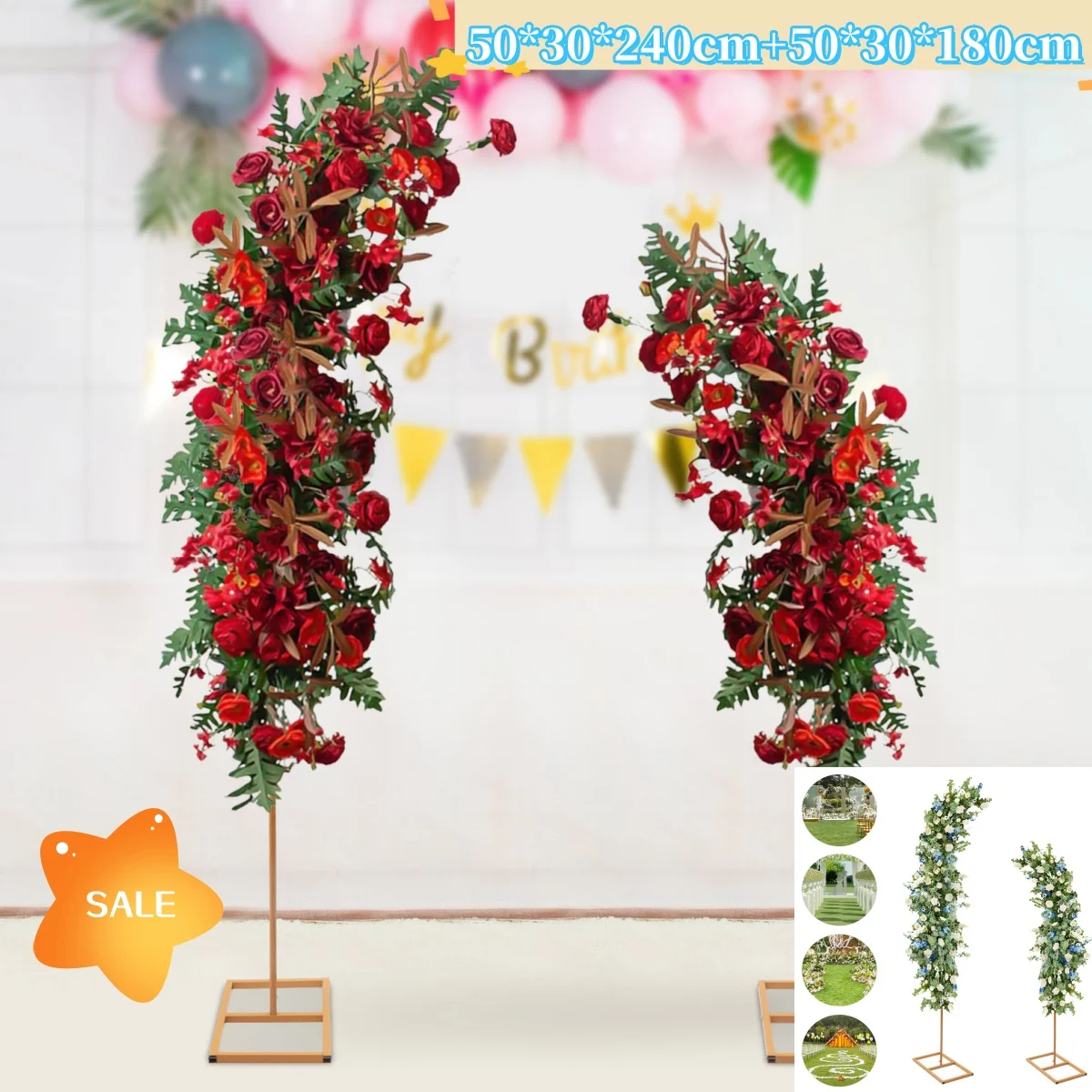Set of 2 | Gold Metal Curved Top Wedding Arch Frames, Balloon Flower Backdrop Stands - 6ft, 8ft
Set of 2 | Gold Metal Curved Top Wedding Arch Frames, Balloon Flower Backdrop Stands - 6ft, 8ft