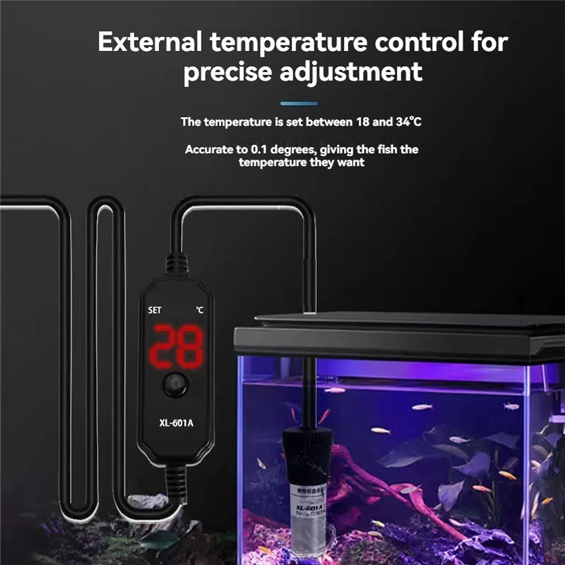 Aquarium Heater Adjustable Submersible Fish Tank Heater 25W Digital Display External Temperature Controller 18-34°C
Aquarium Heater Adjustable Submersible Fish Tank Heater 25W Digital Display External Temperature Controller 18-34°C