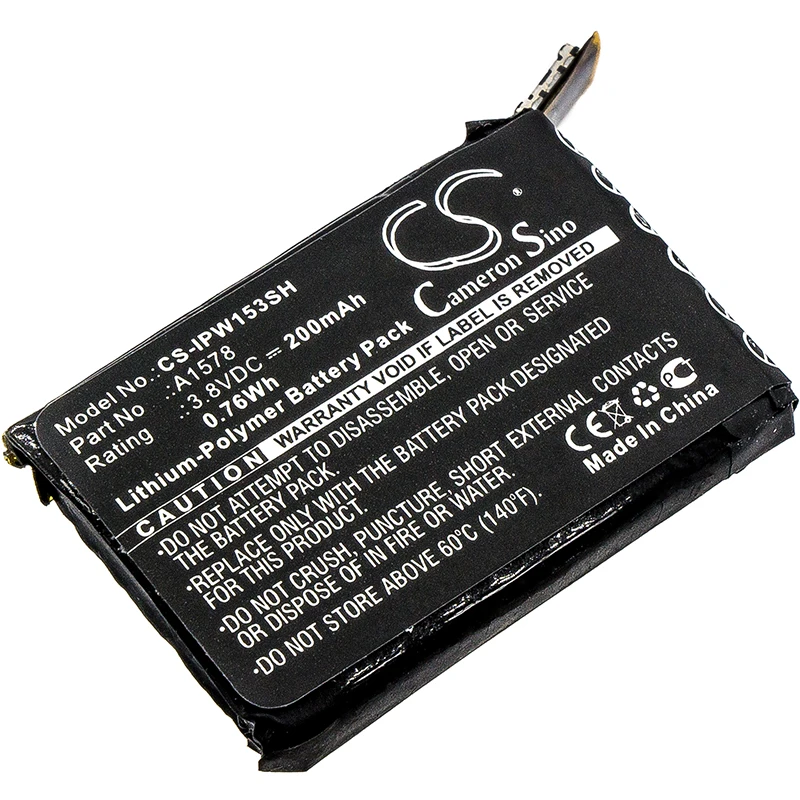 Cameron Sino 200mAh Battery A1578 for Apple A1553, A1554, MJ2T2LL/A, MJ2U2LL/A, MJ2V2LL/A, MJ2W2LL/A, Watch 38mm, Watch 42mm
Cameron Sino 200mAh Battery A1578 for Apple A1553, A1554, MJ2T2LL/A, MJ2U2LL/A, MJ2V2LL/A, MJ2W2LL/A, Watch 38mm, Watch 42mm