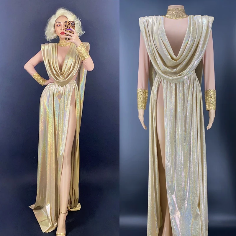Gold Backless Rhinestones Dress Birthday Celebrate Dance Outfit Women Singer Evening Prom Dress Prom Dresses Stage CostumeXS3050
Gold Backless Rhinestones Dress Birthday Celebrate Dance Outfit Women Singer Evening Prom Dress Prom Dresses Stage CostumeXS3050