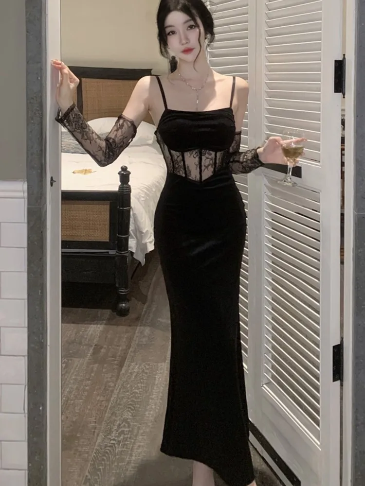 Summer Spring Lace Patchwork Womens Dresses Elegant Black Spaghetti Strap Bodycon Evening Party Dress Slim Waist Vestidos Mujer
Summer Spring Lace Patchwork Womens Dresses Elegant Black Spaghetti Strap Bodycon Evening Party Dress Slim Waist Vestidos Mujer