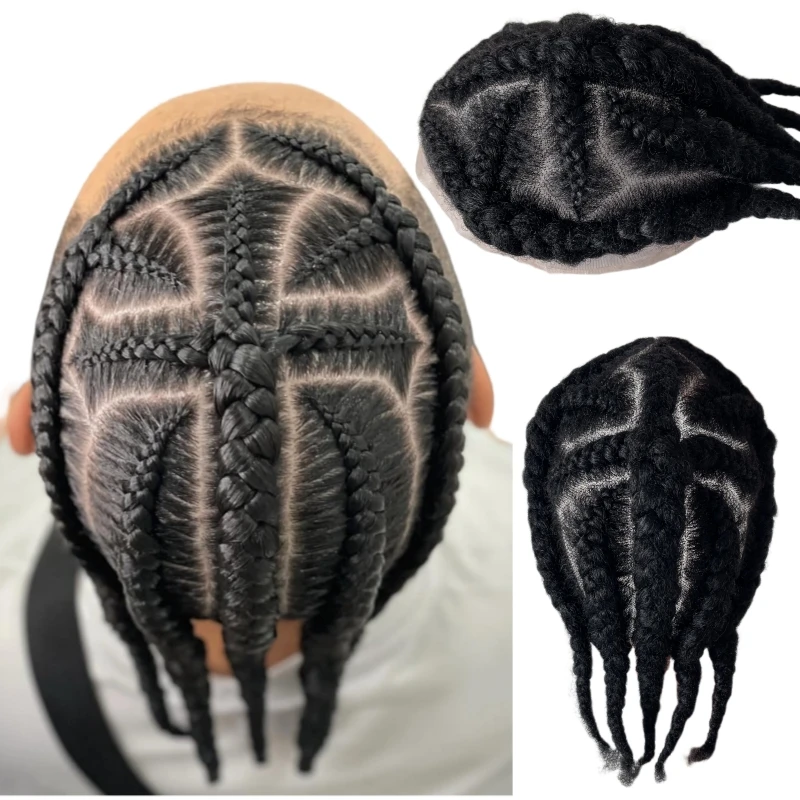 Peruvian Virgin Human Hairpieces 1# Black Color Afro Cornrow Braids Full Lace Toupee 8x10 Lace Unit for Black Man
Peruvian Virgin Human Hairpieces 1# Black Color Afro Cornrow Braids Full Lace Toupee 8x10 Lace Unit for Black Man
