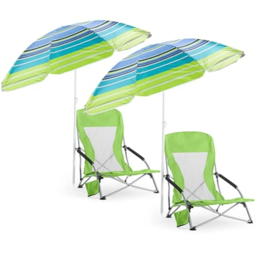 Beach chairs with umbrella for adults: fruit green, lightweight polyester, adjustable detachable umbrella, portable folding set
Beach chairs with umbrella for adults: fruit green, lightweight polyester, adjustable detachable umbrella, portable folding set