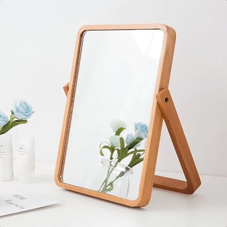 Desk Makeup Mirrors with Wood Rectangle WallMounted Mirrors Table Mirrors for Living Room Bedroom Birthday Gifts 10.5" L x 7.8"
Desk Makeup Mirrors with Wood Rectangle WallMounted Mirrors Table Mirrors for Living Room Bedroom Birthday Gifts 10.5" L x 7.8"