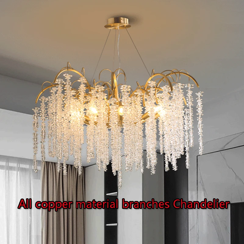 French style light luxury full copper branch living room chandelier luxurious atmosphere villa hanging lamp luces
French style light luxury full copper branch living room chandelier luxurious atmosphere villa hanging lamp luces