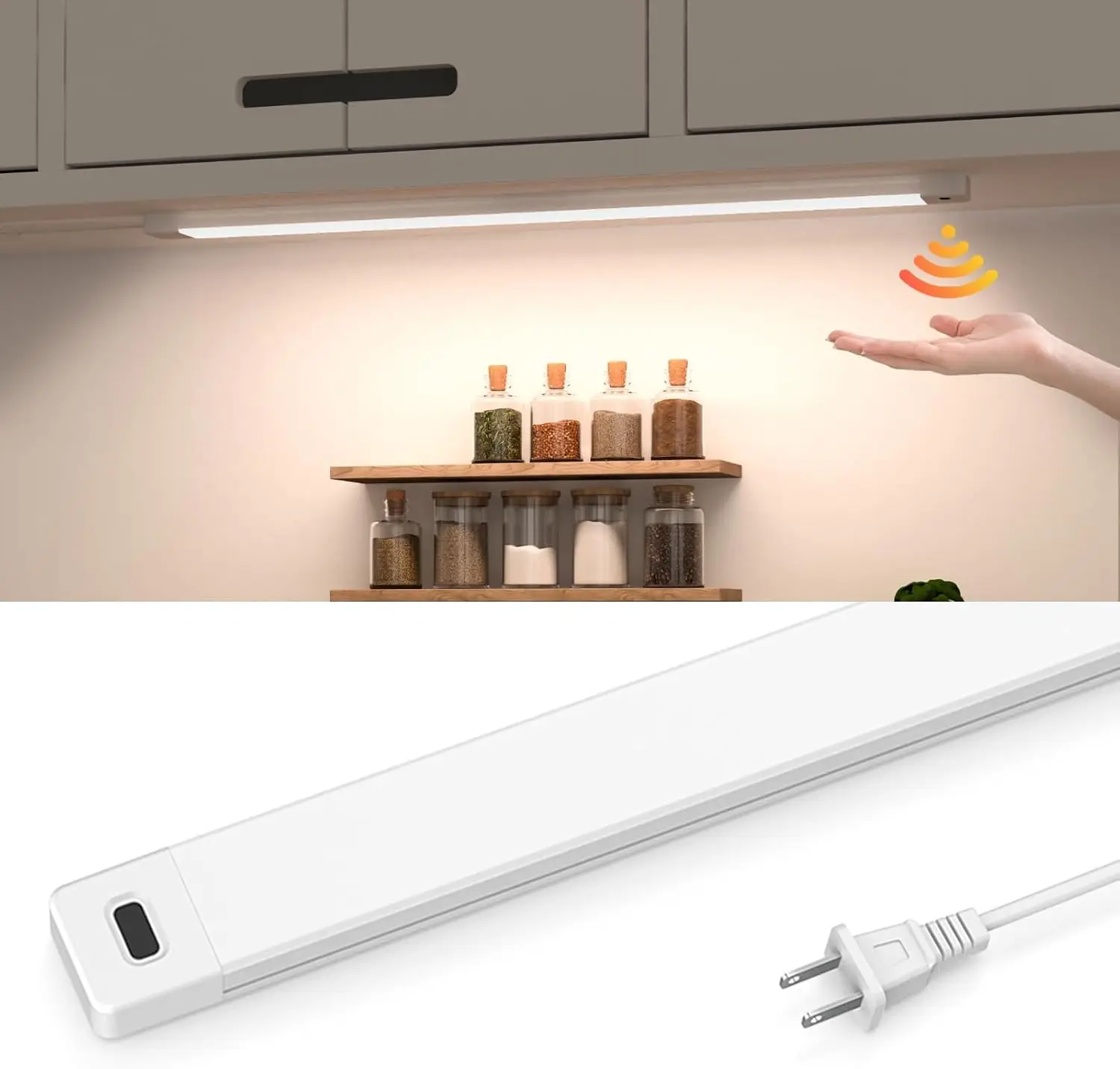16 Inch Under Cabinet Lights with Hand Wave, Dimmable LED Under Counter Lighting 4000K, Plug and Play for Kitchen, Closet, Desk
16 Inch Under Cabinet Lights with Hand Wave, Dimmable LED Under Counter Lighting 4000K, Plug and Play for Kitchen, Closet, Desk