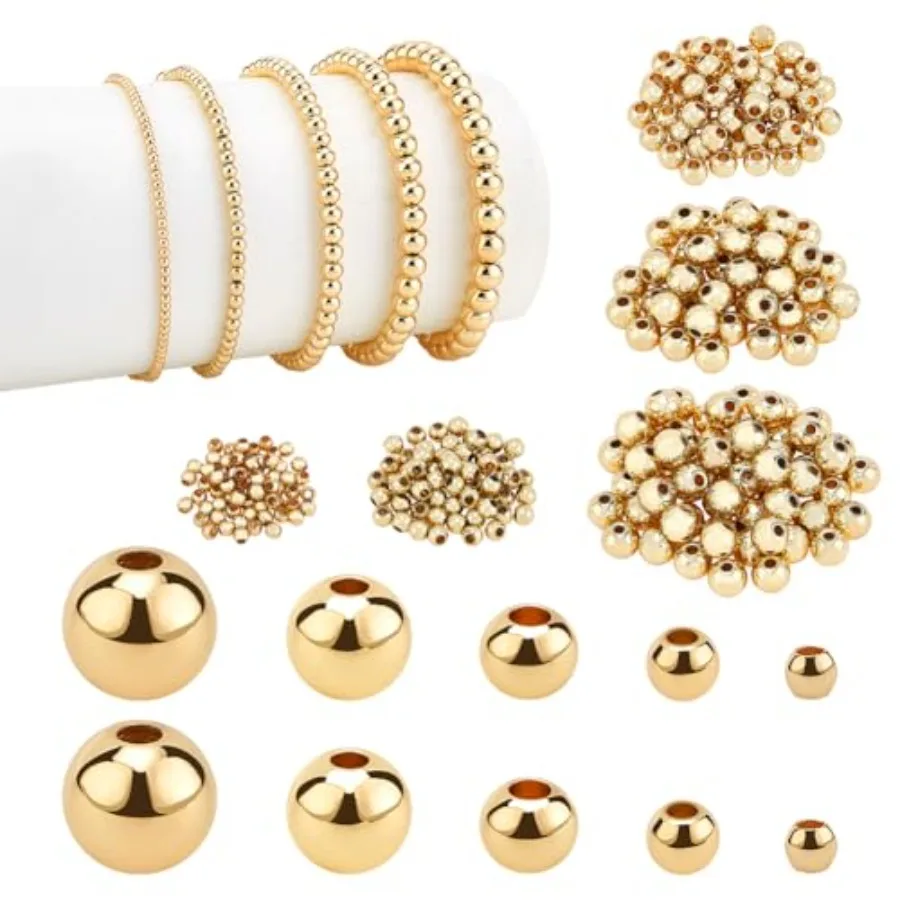 Quality Assurance 14K Gold Plated Spacer Beads, 300pcs Round Brass Beads 5 Size Metal Smooth Beads Seamless Ball Beads Long-las
Quality Assurance 14K Gold Plated Spacer Beads, 300pcs Round Brass Beads 5 Size Metal Smooth Beads Seamless Ball Beads Long-las