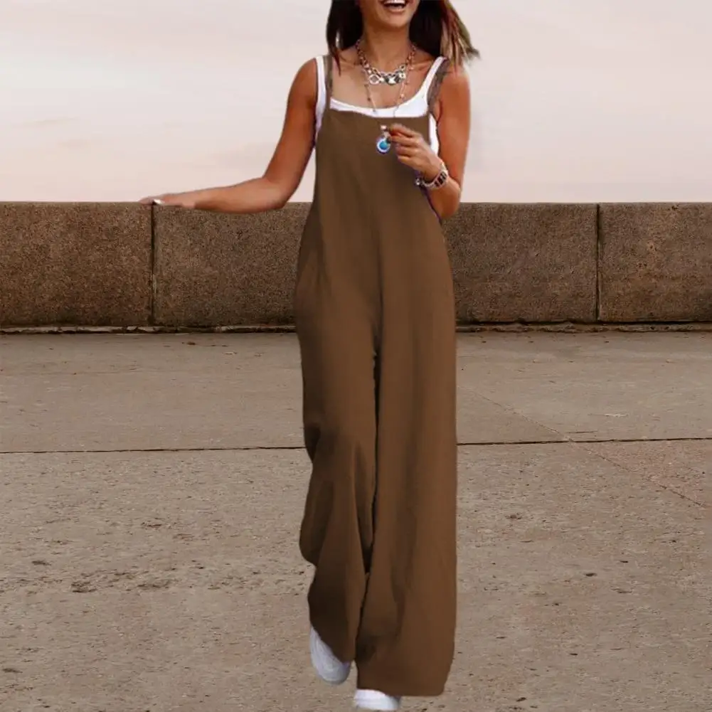 Women's Summer Sleeveless Jumpsuit Solid Color Wide Leg Bib Overalls Casual Loose Cotton Linen Straps Dungaree
Women's Summer Sleeveless Jumpsuit Solid Color Wide Leg Bib Overalls Casual Loose Cotton Linen Straps Dungaree