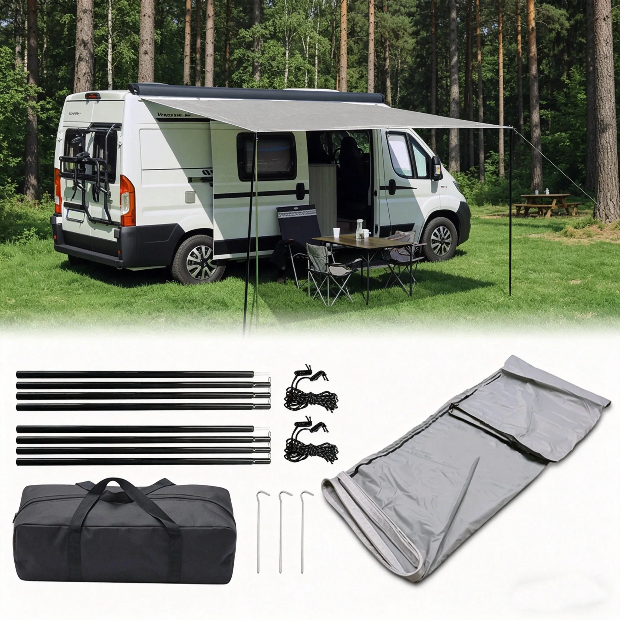 RV Sun Canopy Awning Caravan Side Tent 2.5x2.4m Outdoor Camping Shelter with Storage Bag for Campers Hikers Accessories
RV Sun Canopy Awning Caravan Side Tent 2.5x2.4m Outdoor Camping Shelter with Storage Bag for Campers Hikers Accessories