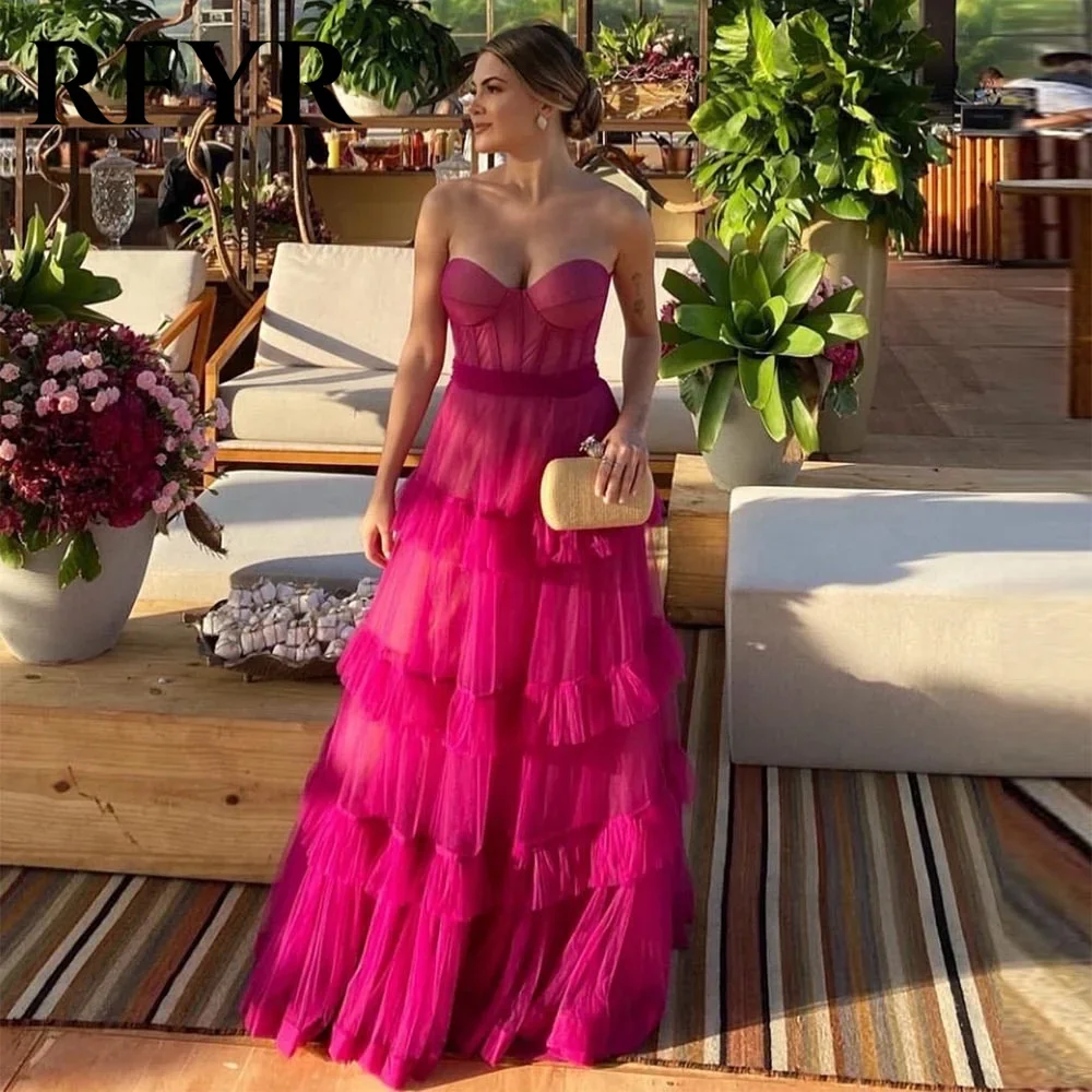 Long Tiered Ruffles Tulle Prom Dresses Sweetheart Sleeveless Pleat Ruched Saudi Arabic Evening Party Gown Customized
Long Tiered Ruffles Tulle Prom Dresses Sweetheart Sleeveless Pleat Ruched Saudi Arabic Evening Party Gown Customized