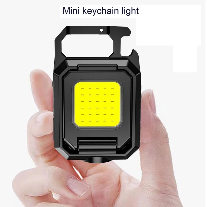 1pc Mini Keychain Work Light Flashlight with 4 Lighting Modes, Keychain Light Emergency Light Mini Flashlight with Magnetic Base