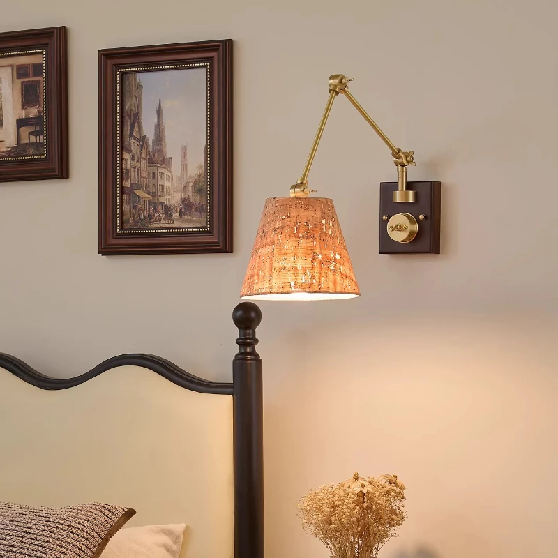 French Retro All Copper Swing Arm Telescopic Wall Lamps Living Room Study Background Bedroom Wabi Sabi Style Fabric Wall Lights
French Retro All Copper Swing Arm Telescopic Wall Lamps Living Room Study Background Bedroom Wabi Sabi Style Fabric Wall Lights