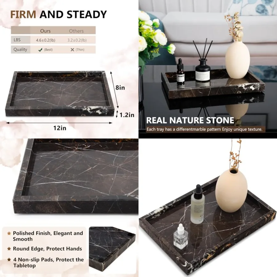 Real Natural Marble Tray for Bathroom, Vanity, Kitchen and Desktop, Rectangle Genuine Marble Stone Tray for Jewelry, Cosmetics,
Real Natural Marble Tray for Bathroom, Vanity, Kitchen and Desktop, Rectangle Genuine Marble Stone Tray for Jewelry, Cosmetics,