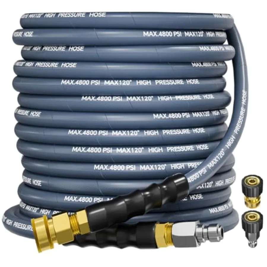 3/8" 4800PSI Pressure Washer Hose 50Feet with Swivel Quick Connect for Cold/Hot Water Max 248°F Kink Resistant Steel Wire Braid
3/8" 4800PSI Pressure Washer Hose 50Feet with Swivel Quick Connect for Cold/Hot Water Max 248°F Kink Resistant Steel Wire Braid