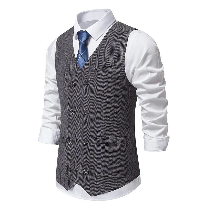 Mens Gray Herringbone Tweed Suit Vest Slim Fit Sleeveless Double Breasted Waistcoat Men Formal Work Business Casual Gilet Homme
Mens Gray Herringbone Tweed Suit Vest Slim Fit Sleeveless Double Breasted Waistcoat Men Formal Work Business Casual Gilet Homme