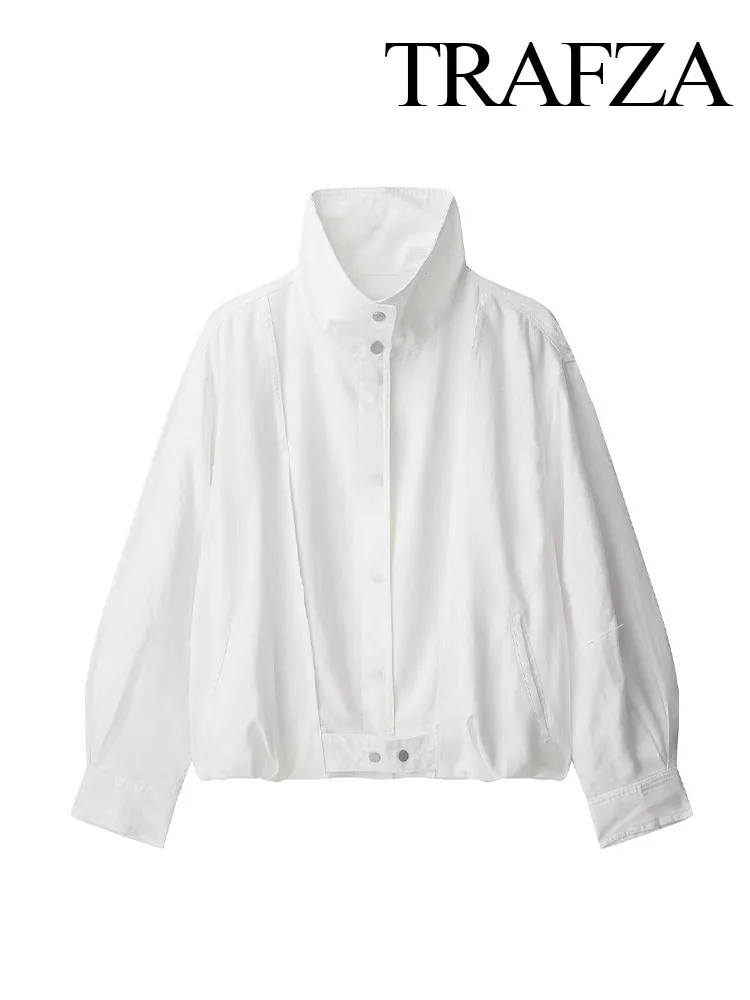 TRAFZA Women Autumn Fashion Casual Jackets White High Collar Long Sleeves Single-Breasted Female Street Style Short Coats
TRAFZA Women Autumn Fashion Casual Jackets White High Collar Long Sleeves Single-Breasted Female Street Style Short Coats