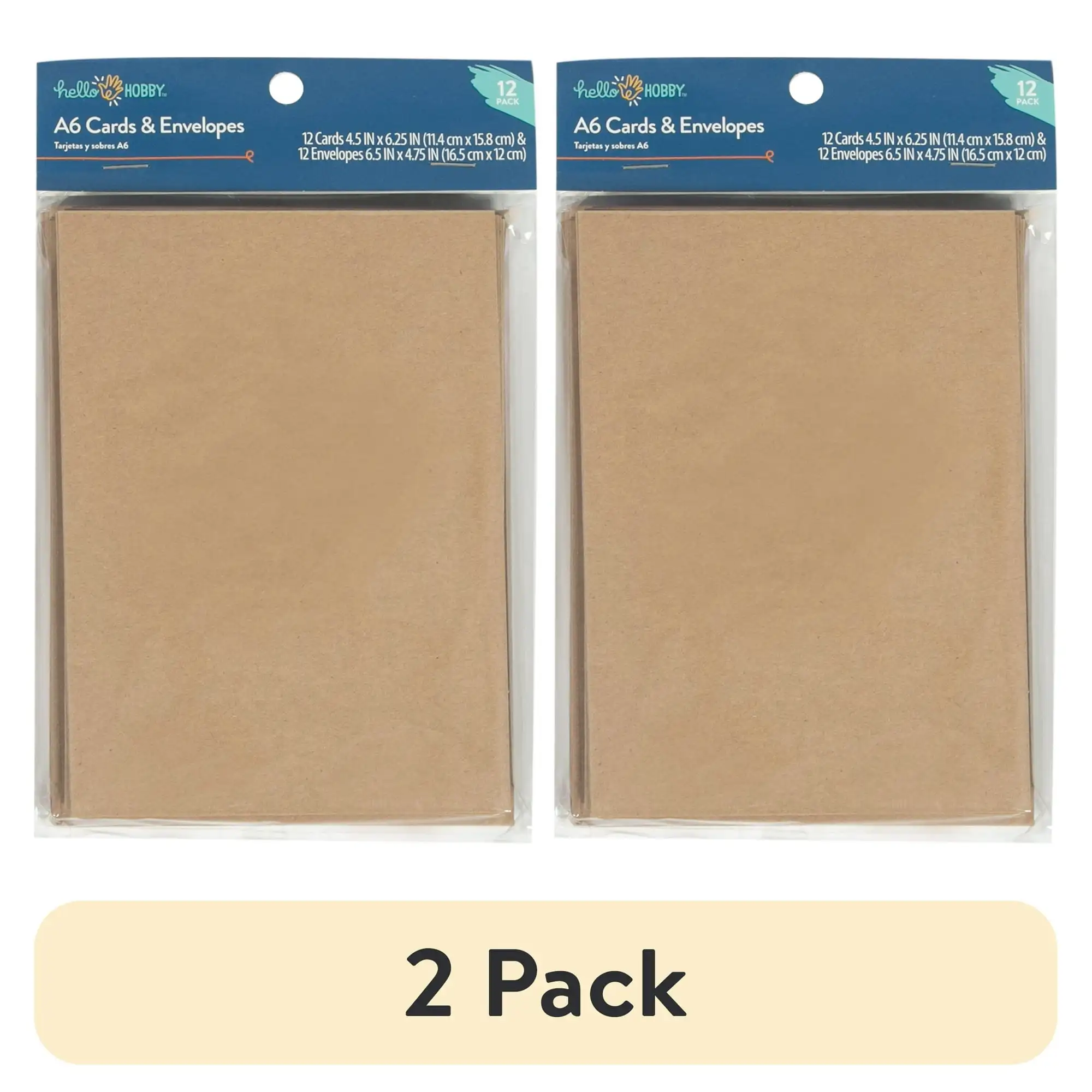 (2 pack) Hello Hobby A6 Blank All Occasion Greeting Cards, with Envelopes kraft color 4.25" x 6.25" (12 Count)
(2 pack) Hello Hobby A6 Blank All Occasion Greeting Cards, with Envelopes kraft color 4.25" x 6.25" (12 Count)