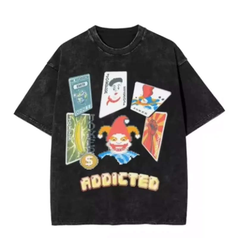 Clown playing cards retro washed pure cotton O-neck casual printing men's summer hot sale trend a variety of pattern options
Clown playing cards retro washed pure cotton O-neck casual printing men's summer hot sale trend a variety of pattern options