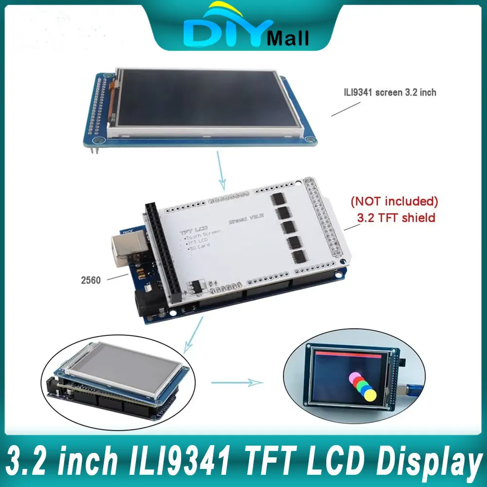 3.2 inch ILI9341 TFT LCD Display Module with Resistive Touch 320x240 Resolution SD Card Slot 65K Colors for Arduino Raspberry Pi
3.2 inch ILI9341 TFT LCD Display Module with Resistive Touch 320x240 Resolution SD Card Slot 65K Colors for Arduino Raspberry Pi
