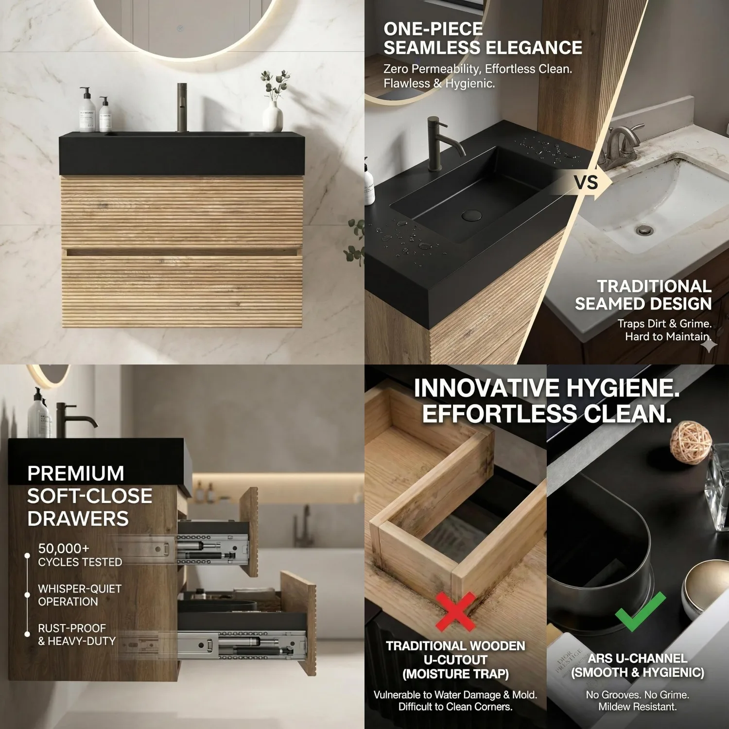 24" Floating Bathroom Vanity with Sink, Wall Mounted Cabinet, Soft-Close Drawers, Storage, Rough Oak & Black, Customized
24" Floating Bathroom Vanity with Sink, Wall Mounted Cabinet, Soft-Close Drawers, Storage, Rough Oak & Black, Customized