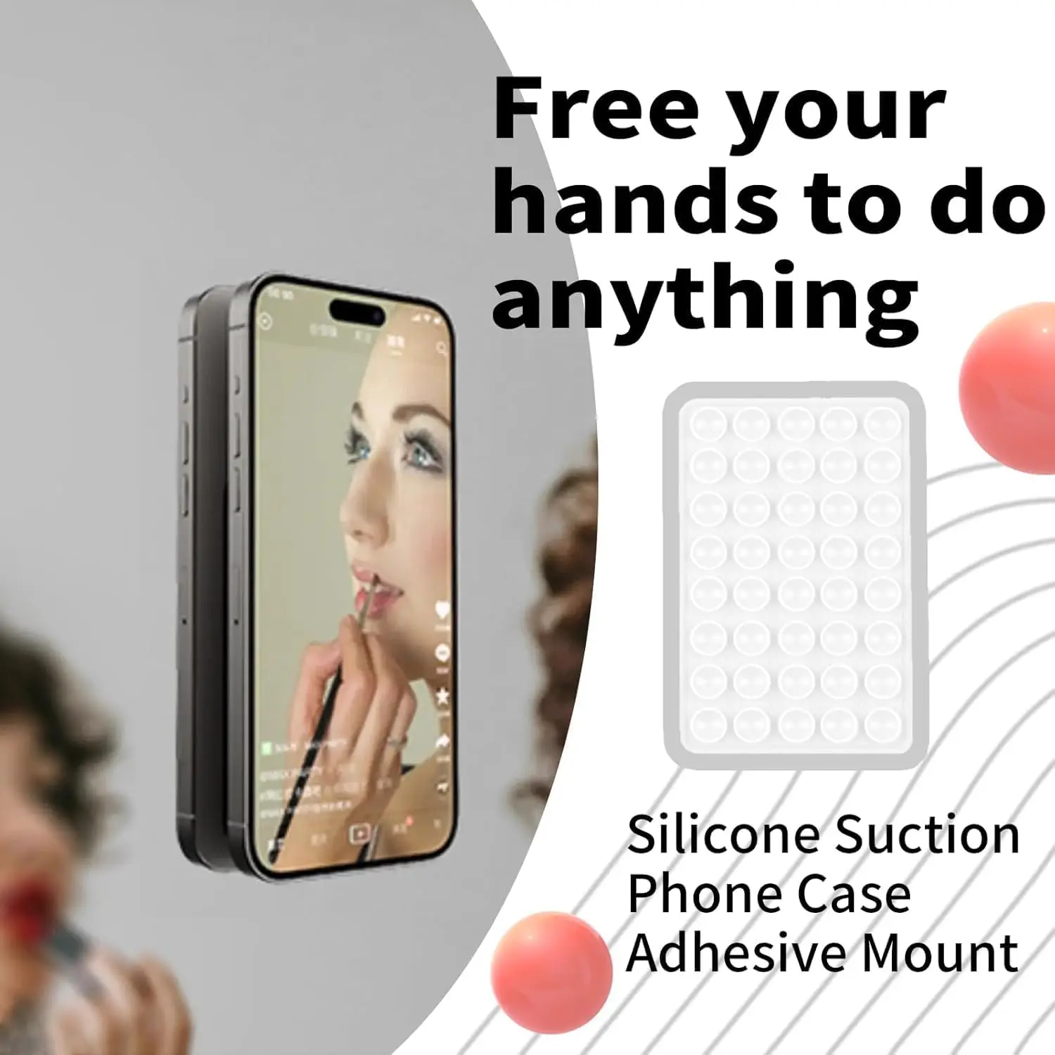 1 Pack Silicone Suction Cup Phone Case Mount Double Sided, Phone Accessories Hands-Free Strong Grip Holder for Selfies and Videos, Silicon Phone Stand Sticky for iPhone and Android White
1 Pack Silicone Suction Cup Phone Case Mount Double Sided, Phone Accessories Hands-Free Strong Grip Holder for Selfies and Videos, Silicon Phone Stand Sticky for iPhone and Android White