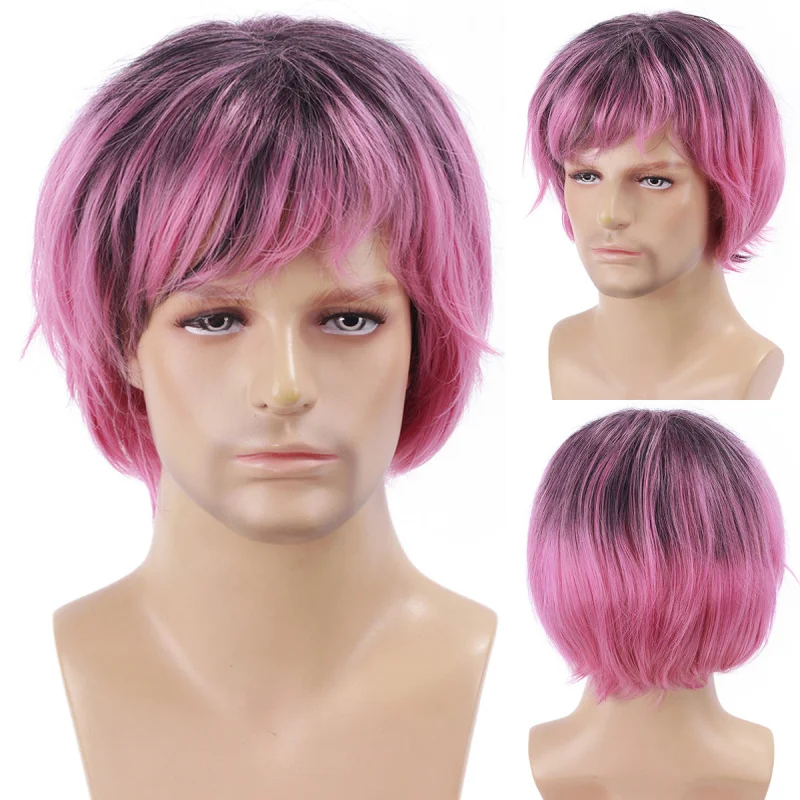Men's stylish fluffy short hair with gradient curls and side parting, synthetic fiber wig
Men's stylish fluffy short hair with gradient curls and side parting, synthetic fiber wig