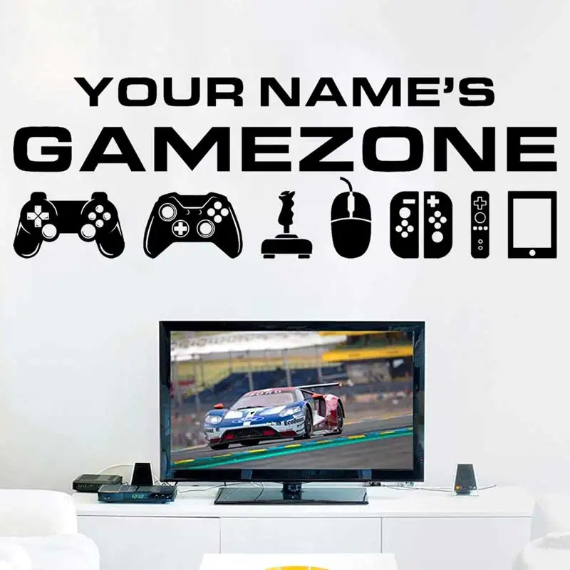 Custom Name Gaming Zone Video Game Wall Sticker Choose Your Weapon Game Controller Gamer Boy Kids Room Bedroom Decor Vinyl Decal
Custom Name Gaming Zone Video Game Wall Sticker Choose Your Weapon Game Controller Gamer Boy Kids Room Bedroom Decor Vinyl Decal
