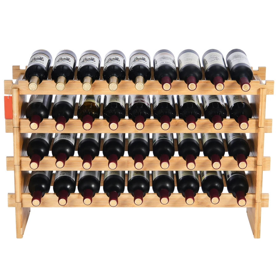 36 Bottle Stackable Modular Wine Rack Bamboo Wood Display Shelf 4-Tier
36 Bottle Stackable Modular Wine Rack Bamboo Wood Display Shelf 4-Tier