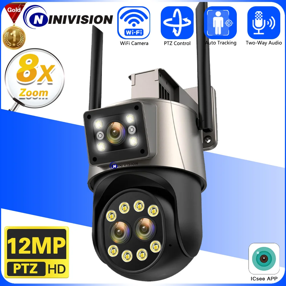 12MP 8X Zoom PTZ WiFi Camera Three Lens Dual Screen Color Night Vision Outdoor Security IP Camera CCTV Surveillance Camera ICSEE
12MP 8X Zoom PTZ WiFi Camera Three Lens Dual Screen Color Night Vision Outdoor Security IP Camera CCTV Surveillance Camera ICSEE