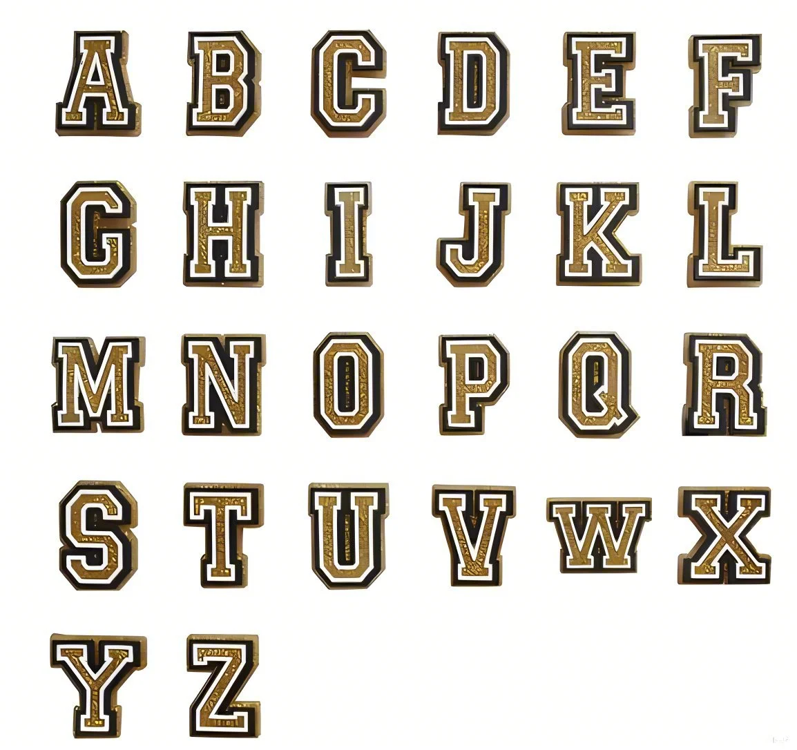 New 1Pcs PVC Gold Letters Shoes Charms for Crocs DIY Badge Clogs Kids Pins Decoration Jeans Shoe Accessories X-mas Wholesale
New 1Pcs PVC Gold Letters Shoes Charms for Crocs DIY Badge Clogs Kids Pins Decoration Jeans Shoe Accessories X-mas Wholesale