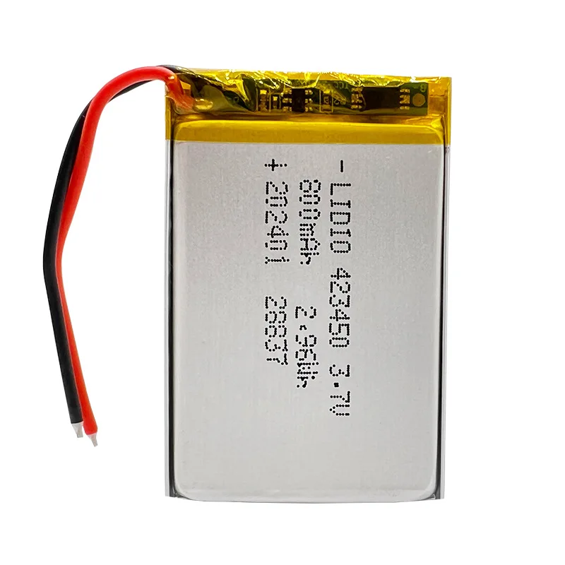 423450 3.7V Li lithium polymer battery 3.7V 800mAh For Navigator driving recorder Bluetooth speaker Tire pressure monitoring
423450 3.7V Li lithium polymer battery 3.7V 800mAh For Navigator driving recorder Bluetooth speaker Tire pressure monitoring