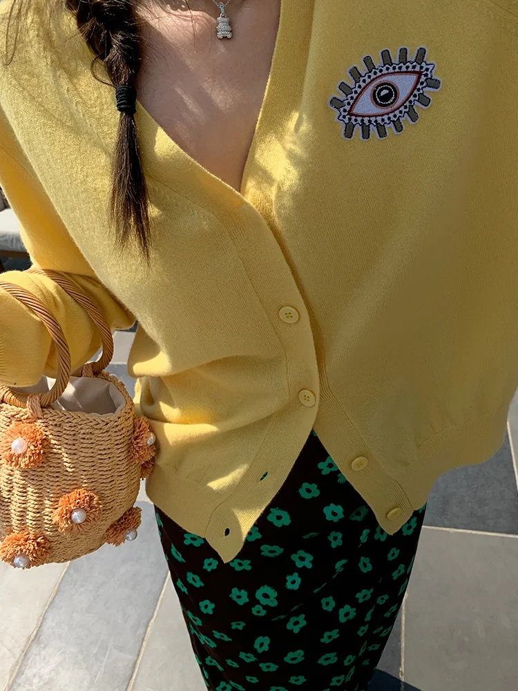 Women's Knitted Cardigan Yellow Long Sleeve Spring Top Small Size Fashionable Commute Style Korean Version Straight Cut
Women's Knitted Cardigan Yellow Long Sleeve Spring Top Small Size Fashionable Commute Style Korean Version Straight Cut