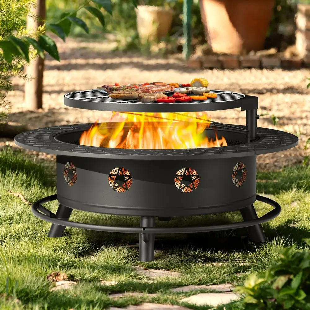 Inch Fire Pit with BBQ Grill, Wood Burning Fire Pits for Outside with Lid amp Poker, Extra Large Heavy Duty Firepits, BBQ amp
Inch Fire Pit with BBQ Grill, Wood Burning Fire Pits for Outside with Lid amp Poker, Extra Large Heavy Duty Firepits, BBQ amp