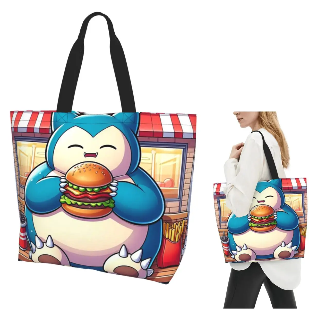 Snorlax Pocket Monster Cartoon Shopping Tote Bag Canvas Large Capacity Shoulder Bags Shopper Grocery Handbag for Women 
Snorlax Pocket Monster Cartoon Shopping Tote Bag Canvas Large Capacity Shoulder Bags Shopper Grocery Handbag for Women