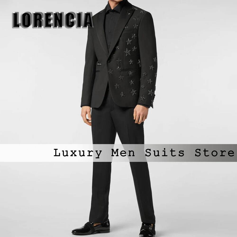 Elegant Crystal Star Suit for Male Single Breasted Men Tuxedos Wedding Groom Customized Blazer Pants traje juvenil masculino
Elegant Crystal Star Suit for Male Single Breasted Men Tuxedos Wedding Groom Customized Blazer Pants traje juvenil masculino