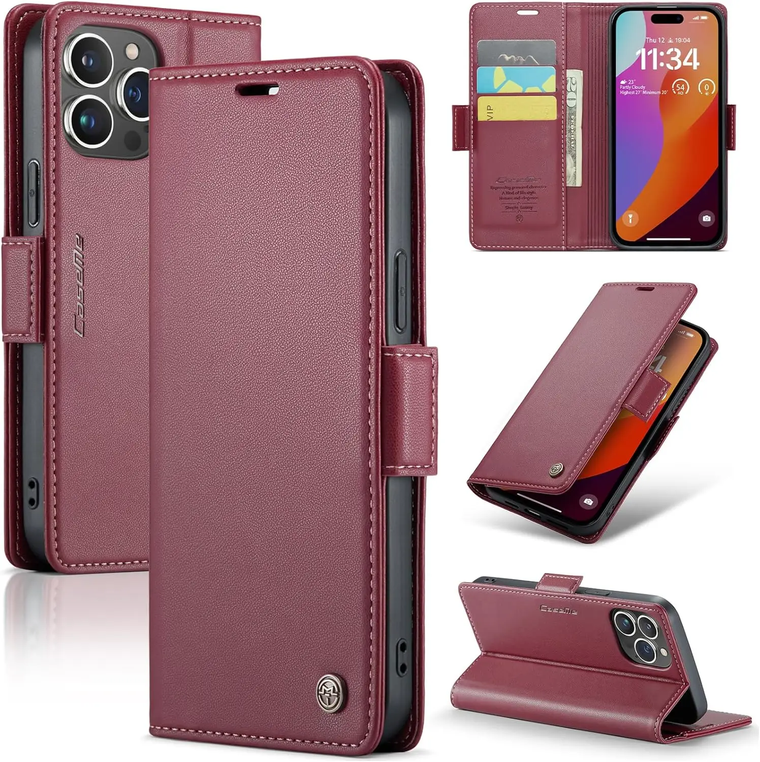 Compatible with iPhone 15 Series Case, PU Leather Flip Folio Case with Card Holders RFID Blocking Kickstand [Shockproof TPU
Compatible with iPhone 15 Series Case, PU Leather Flip Folio Case with Card Holders RFID Blocking Kickstand [Shockproof TPU