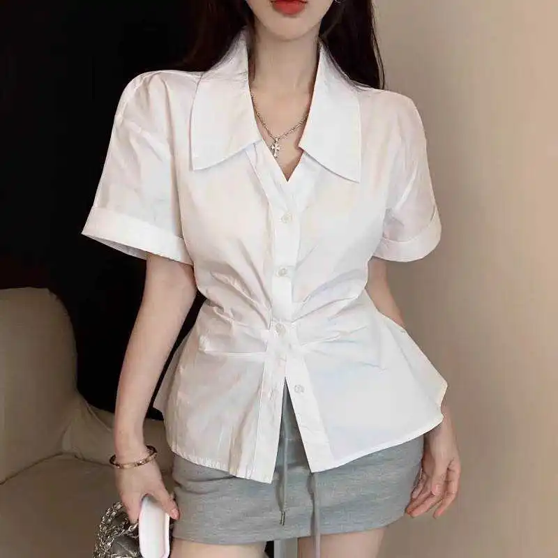 White Chiffon Commute Simple irt Women's Summer New Faion Anti-Aging Waist-Cinching Belt High-End Feeling Small Top
White Chiffon Commute Simple irt Women's Summer New Faion Anti-Aging Waist-Cinching Belt High-End Feeling Small Top