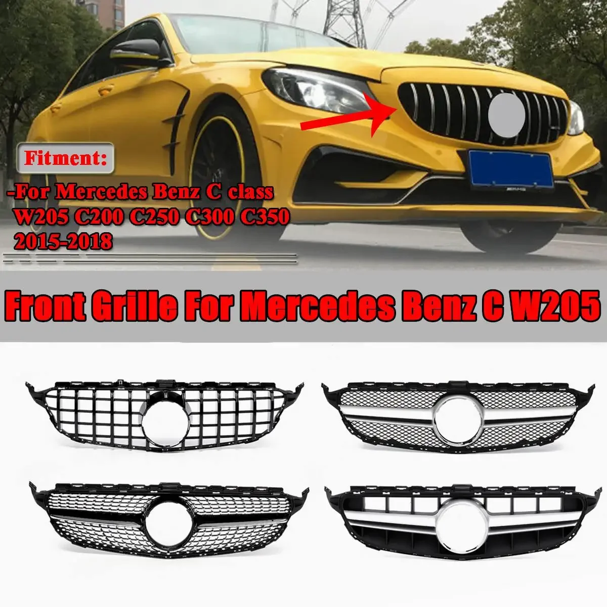 Решетка радиатора Diamond/GTR/AMG/C63S для Mercedes Benz C Class W205 C200 C250 C300 C350 2015-2018
Решетка радиатора Diamond/GTR/AMG/C63S для Mercedes Benz C Class W205 C200 C250 C300 C350 2015-2018