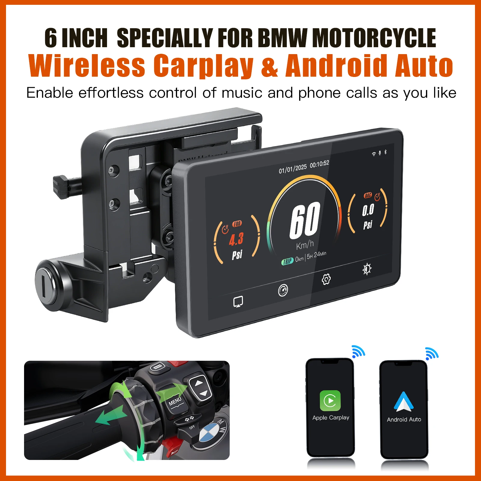 CarPlay Android Auto MB6 for BMW GS XR M1000 R1200GS R1250GS F 750 S1000XR R1300GS etc 6 inch Motorcycle GPS Navigator Portable
CarPlay Android Auto MB6 for BMW GS XR M1000 R1200GS R1250GS F 750 S1000XR R1300GS etc 6 inch Motorcycle GPS Navigator Portable