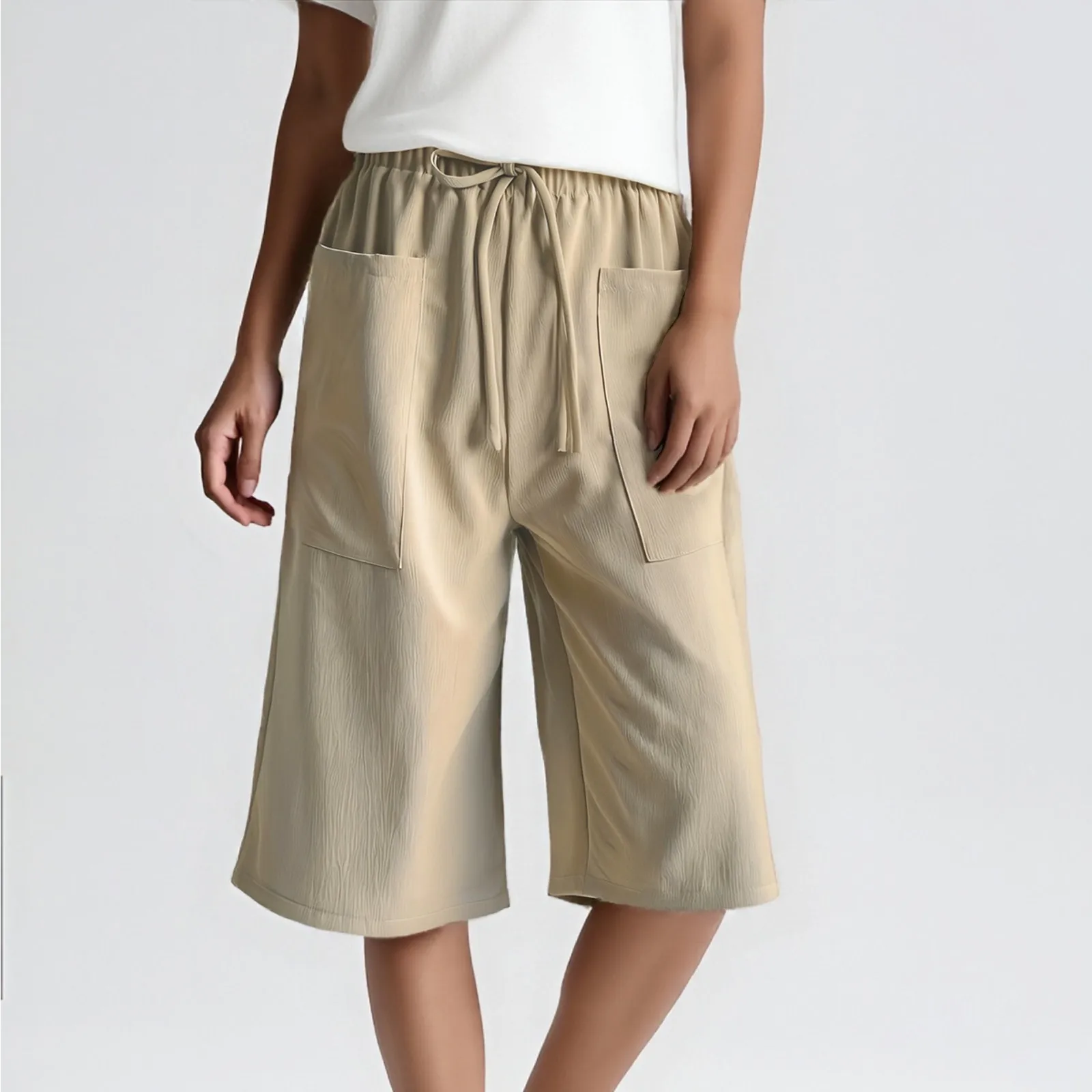 Wide Leg Summer Shorts Women Pocket Drawstring Waist Loose Short Femme Beach Casual Biker Shorts Female Short Pants 2025
Wide Leg Summer Shorts Women Pocket Drawstring Waist Loose Short Femme Beach Casual Biker Shorts Female Short Pants 2025