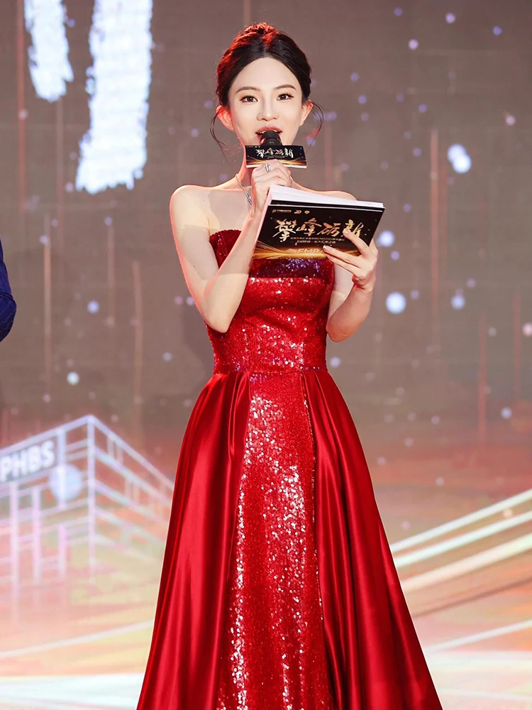 Red Evening Gown with Sequins Korean Sle mid Waist a Line Skirt for Student Art Exam Performance Wedding Par Celebration
Red Evening Gown with Sequins Korean Sle mid Waist a Line Skirt for Student Art Exam Performance Wedding Par Celebration