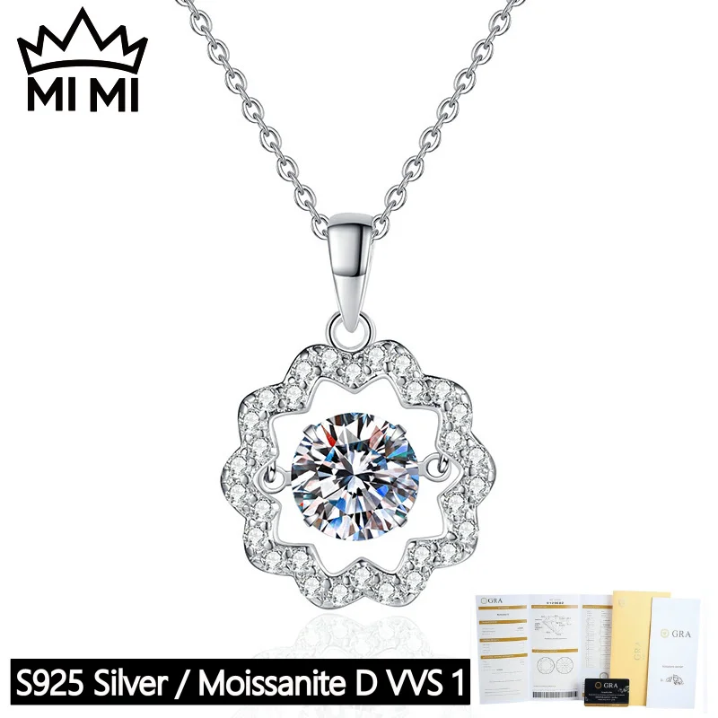 Mi Mi 925 sterling silver 1ct D color GRA certified moissanite sparkling floral pendant necklace for women with gift box
Mi Mi 925 sterling silver 1ct D color GRA certified moissanite sparkling floral pendant necklace for women with gift box