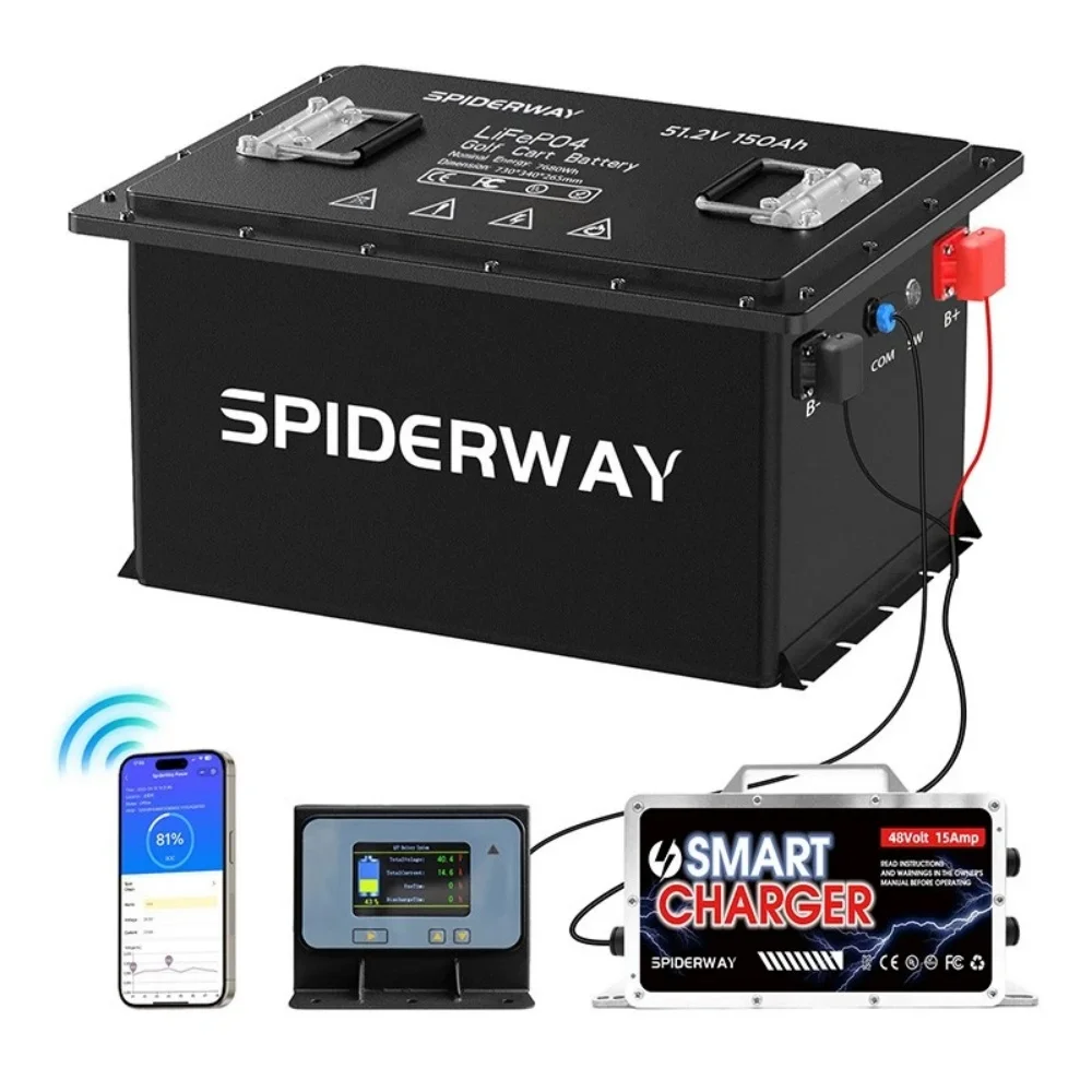 48V 150Ah LiFePO4 Lithium Battery with Charger 200BMS For Golf Cart RV Off-Grid, 6000+Cycles, Max 7.68kW Power
48V 150Ah LiFePO4 Lithium Battery with Charger 200BMS For Golf Cart RV Off-Grid, 6000+Cycles, Max 7.68kW Power