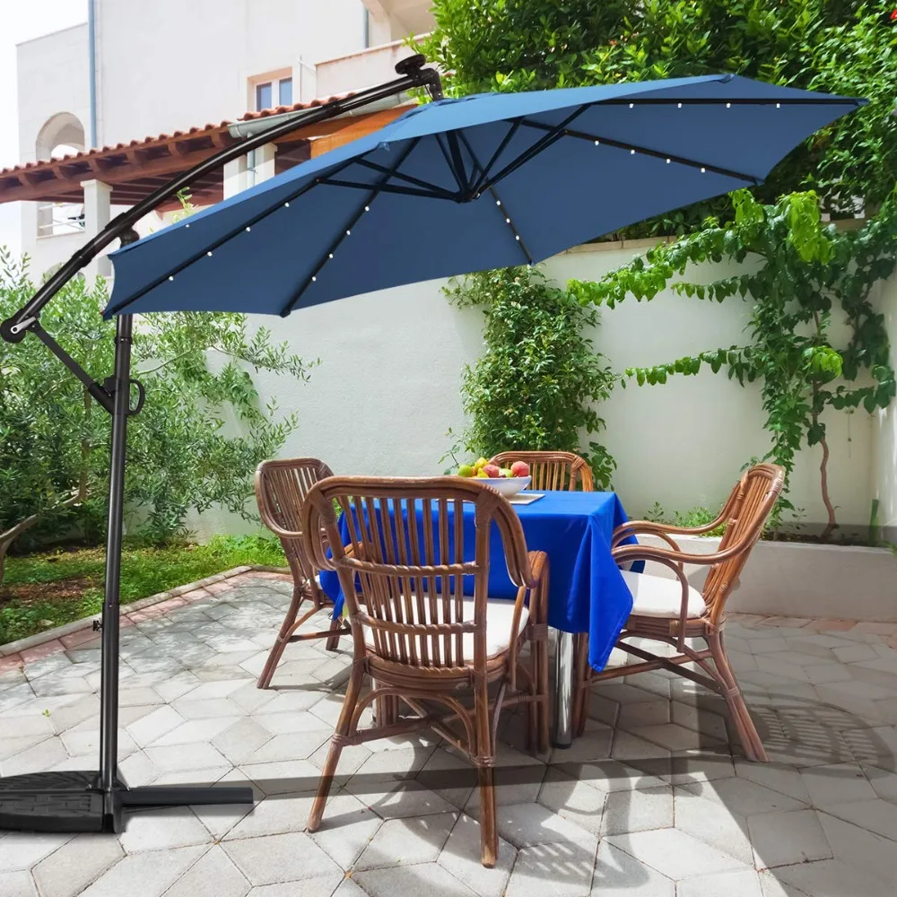 10 FT Solar Patio Umbrella, Offset Cantilever Outdoor Umbrella with 360 Degree Rotation, Aluminum Pole, Easy Tilt, Customized
10 FT Solar Patio Umbrella, Offset Cantilever Outdoor Umbrella with 360 Degree Rotation, Aluminum Pole, Easy Tilt, Customized