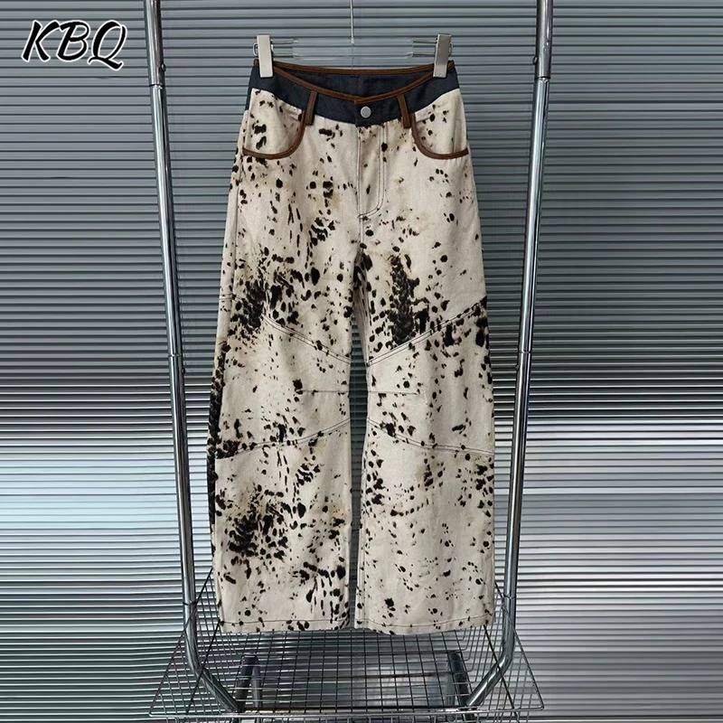 KBQ Hit Color Loose Printing Long Pants For Women High Waist Spliced Pocket Temperament Wide Leg Spring Commute Jeans Female New
KBQ Hit Color Loose Printing Long Pants For Women High Waist Spliced Pocket Temperament Wide Leg Spring Commute Jeans Female New